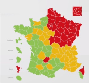 Covid -19 : La Haute-Corse en rouge sur la carte des départements Covid -19 : La Haute-Corse en rouge sur la carte des départements