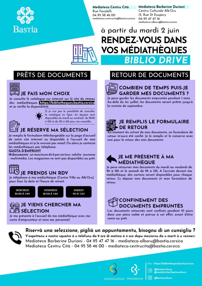 À Bastia les bibliothèques et les médiathèques rouvrent À Bastia les bibliothèques et les médiathèques rouvrent