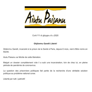 Aitu Paisanu : Ghjilormu Garelli Libéré!