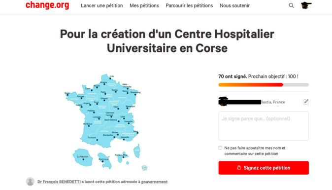Une pétition pour la création d'un centre hospitalier universitaire en Corse Une pétition pour la création d'un centre hospitalier universitaire en Corse