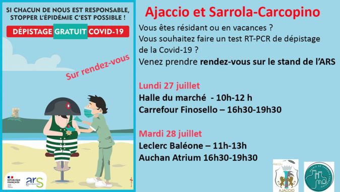 Dépistage du Covid-19 à Ajaccio : comment prendre rendez-vous Dépistage du Covid-19 à Ajaccio : comment prendre rendez-vous
