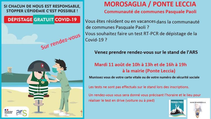 Coronavirus : campagne de dépistage gratuit dans la communauté de communes Pasquale-Paoli Coronavirus : campagne de dépistage gratuit dans la communauté de communes Pasquale-Paoli