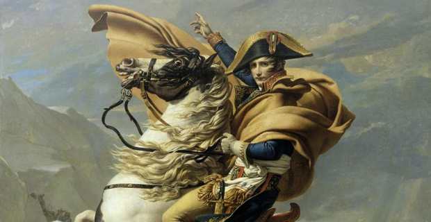 Bonaparte franchissant le Grand-Saint-Bernard, col des Alpes. Peinture de Jacques-Louis-David.