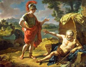 Alexandre le Grand et Diogène. Peinture de Nicolas André Monsiaux.