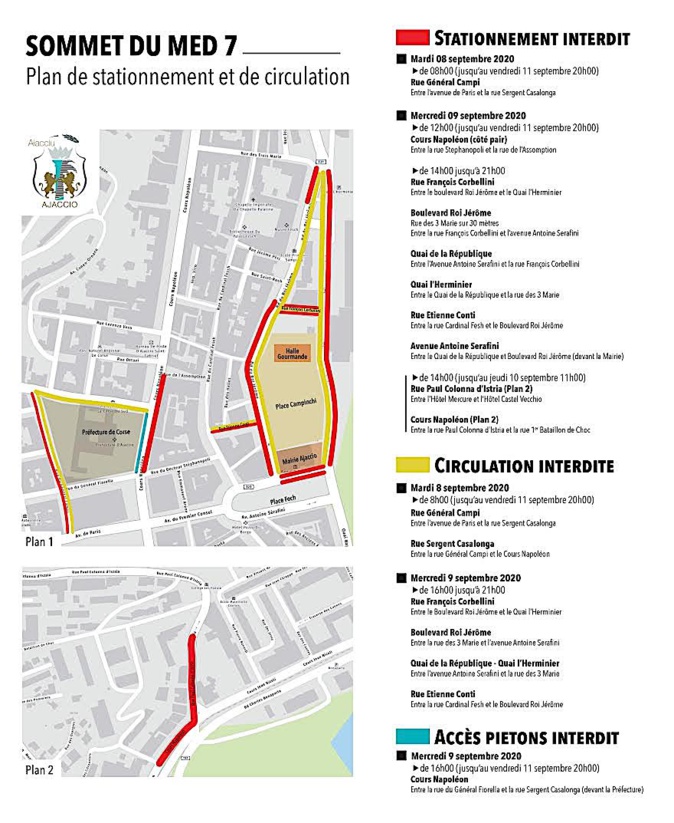 Sommet du Med 7 à Ajaccio : plan de circulation et stationnement règlementé