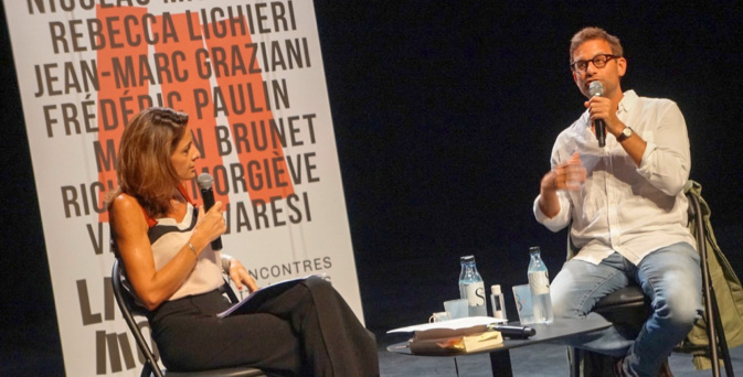 Bénédicte Giusti et Nicolas Mathieu à L'Alb'oru © LH Bénédicte Giusti et Nicolas Mathieu à L'Alb'oru © LH