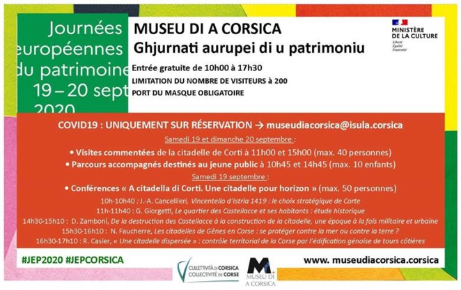 Le programme des JEP 2020 au musée de la Corse