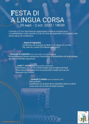 Aiacciu : festa di a lingua corsa 2020 à u Spaziu Diamante Aiacciu : festa di a lingua corsa 2020 à u Spaziu Diamante