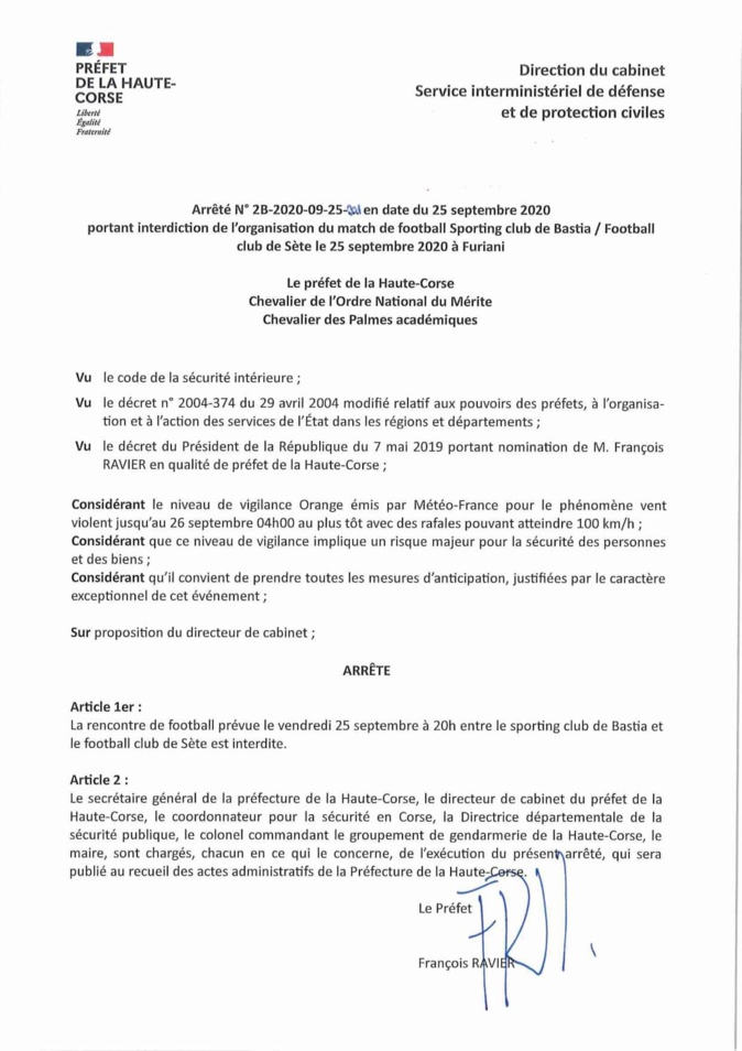 SCB - FC Sète reporté en raison de la météo SCB - FC Sète reporté en raison de la météo
