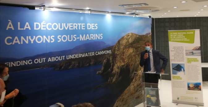 Eric Hansen Directeur interrégional PACA-Corse de l'OFB lors du discours inaugural de l'exposition. Eric Hansen Directeur interrégional PACA-Corse de l'OFB lors du discours inaugural de l'exposition.