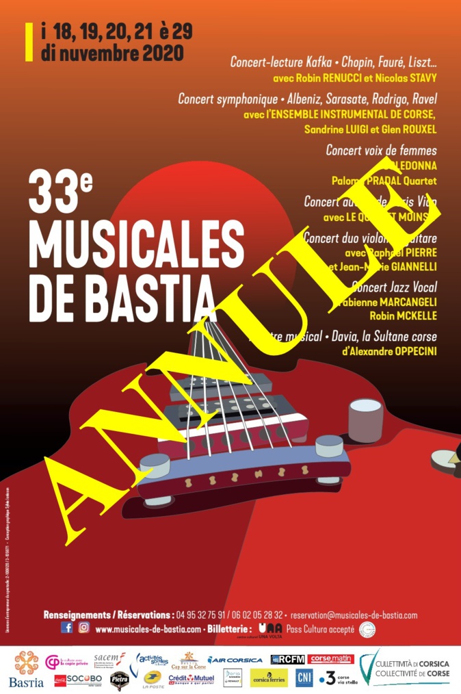Les Musicales de Bastia annulées et reportées en 2021 Les Musicales de Bastia annulées et reportées en 2021