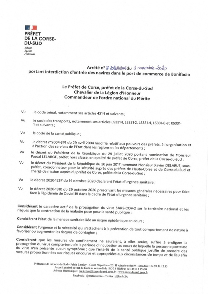 Confinement : Le préfet de Corse ferme le port de Bunifaziu jusqu’au 1er décembre Confinement : Le préfet de Corse ferme le port de Bunifaziu jusqu’au 1er décembre