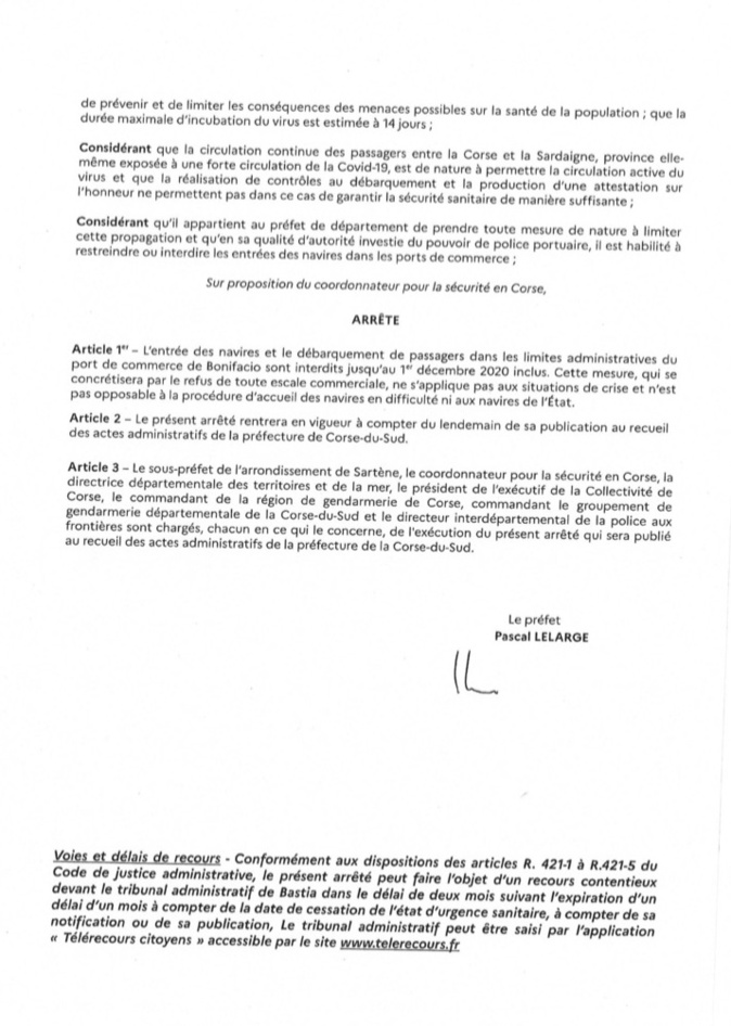 Confinement : Le préfet de Corse ferme le port de Bunifaziu jusqu’au 1er décembre Confinement : Le préfet de Corse ferme le port de Bunifaziu jusqu’au 1er décembre