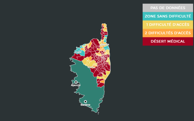  En Corse, 53% des communes sont des déserts médicaux