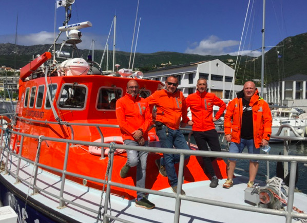 Quelques uns des bénévoles de la SNSM Bastia : Frédéric Pietri, Stéphane Lucchini, Marco Jaumon et Tony Viacara