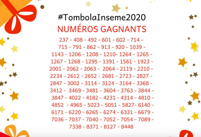 Un résultat exceptionnel pour la Tombola de Noël d'Inseme Un résultat exceptionnel pour la Tombola de Noël d'Inseme