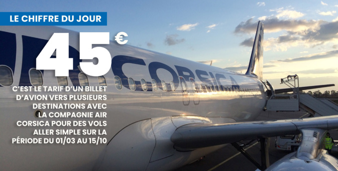 Des billets d'avion à 45 €, une offre commerciale d'Air Corsica Des billets d'avion à 45 €, une offre commerciale d'Air Corsica