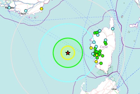 Nouveau séisme de magnitude de 3,9 à l'Ouest d'Ajaccio