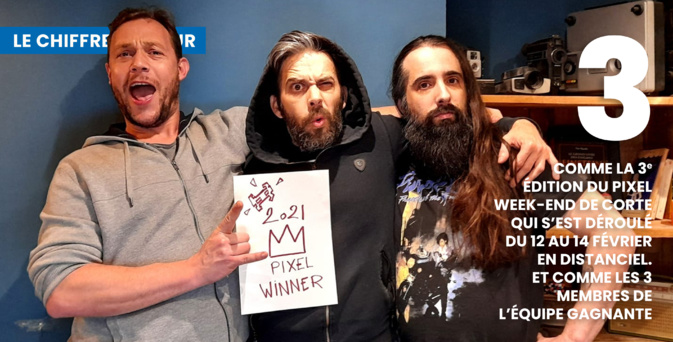 Julien, Thomas et Sébastien, grands vainqueurs de l'édition 2021 du Pixel Week-end de Corte Julien, Thomas et Sébastien, grands vainqueurs de l'édition 2021 du Pixel Week-end de Corte