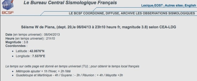 Corse : Encore un séisme au large de Piana
