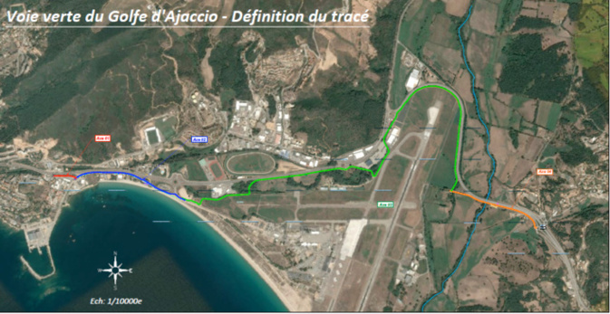 Le tracé du projet retenu par l'appel à projet "Aménagements Cyclables 2020". Source : Collectivité Territoriale de Corse