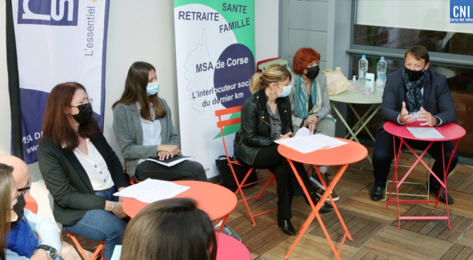 La présentation du dispositif « Bulle d’air » ce mercredi 31 mars dans les locaux de la MSA de Corse à Ajaccio. Photo : Michel Luccioni