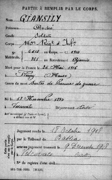 Le corps d'un Corse de Vescovato parmi les 26 Poilus retrouvés à Verdun