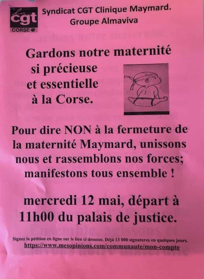 À Bastia, ils vont manifester pour défendre la maternité de Maymard, "menacée de fermeture"