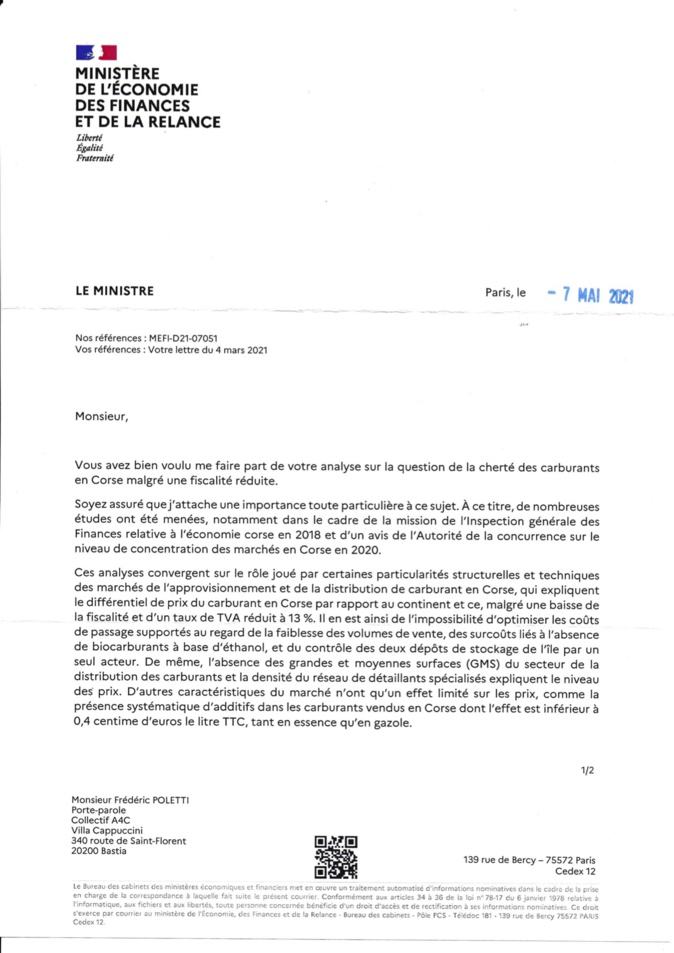 Prix des carburants en Corse : Bruno le Maire opposé à une régulation, propose l'importation d'éthanol