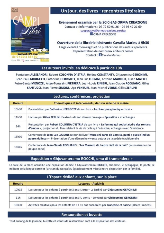Campile : 19 auteurs attendus pour l’édition 2021 des rencontres littéraires CampiLibri Campile : 19 auteurs attendus pour l’édition 2021 des rencontres littéraires CampiLibri