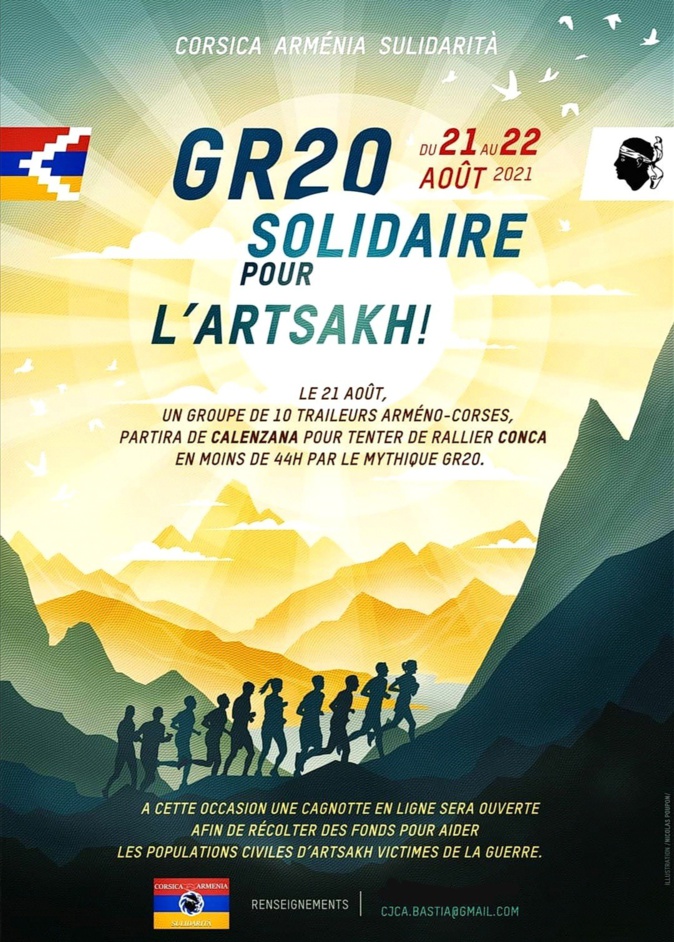 Du 21 au 22 août  prochains  GR20 Solidaire pour l'Artsakh 