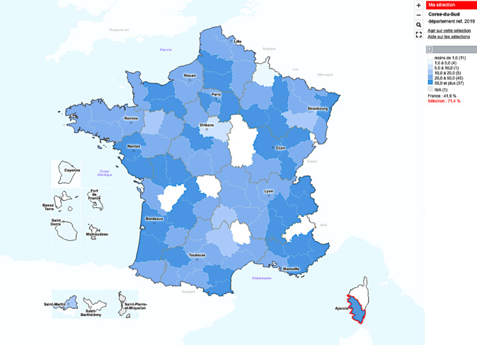 71,4% en Corse-du-Sud selon Santé Publique France
