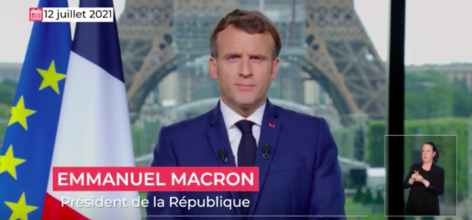 Screenshot du discours d'Emmanuel Macron du 12 juillet dernier