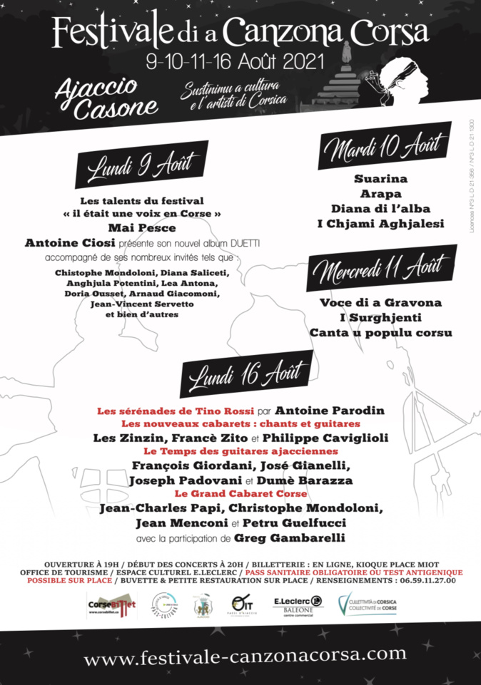Ajaccio : une belle affiche pour la première édition du Festivale di a Canzona Corsa Ajaccio : une belle affiche pour la première édition du Festivale di a Canzona Corsa