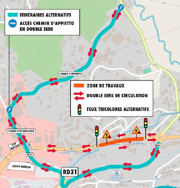 Traverse de Mezzavia : la circulation est rétablie à double sens sur le chemin d'Appietto