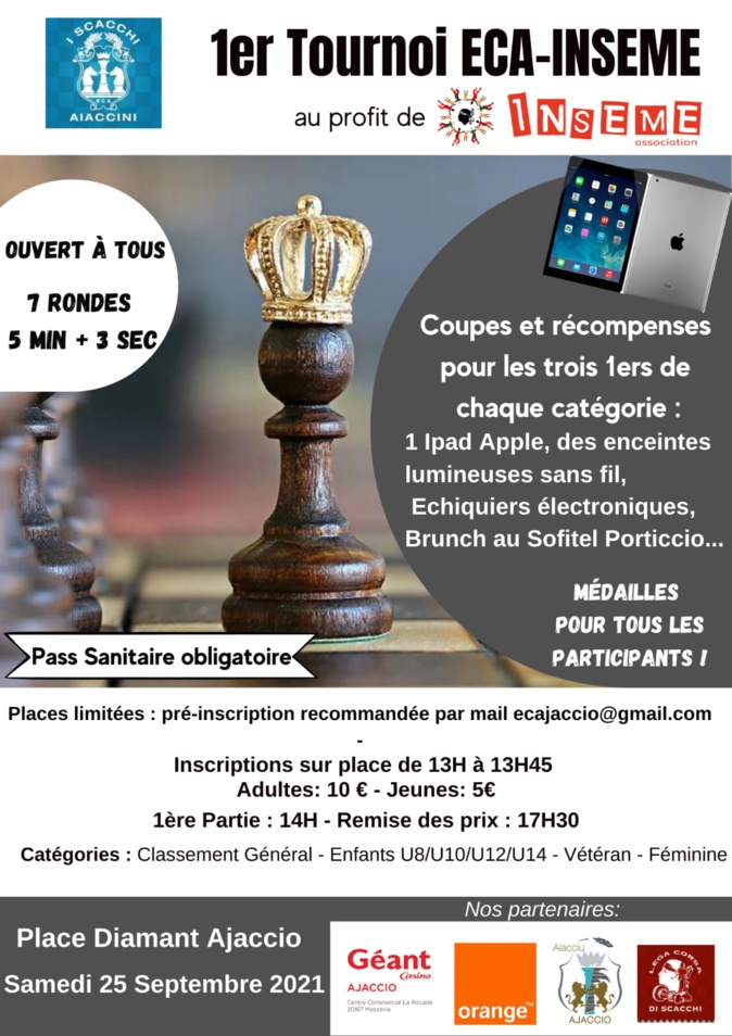 Ajaccio : Un grand tournoi d'échecs au profit de l'association Inseme