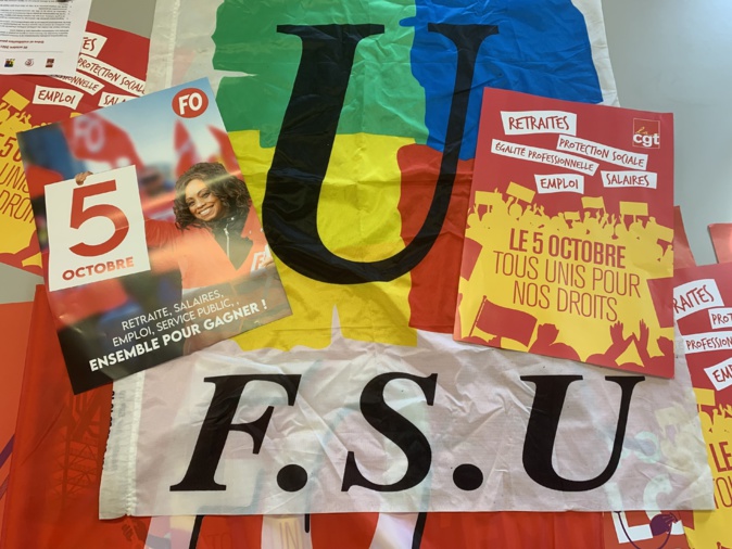 CGT, FO, FSU en rangs serrés pour la grande grève du 5 octobre CGT, FO, FSU en rangs serrés pour la grande grève du 5 octobre