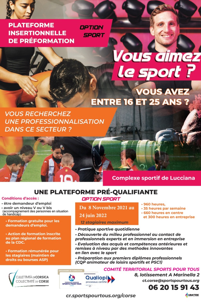 Lucciana : Une plateforme insertionnelle de préformation, option sport, gratuite Lucciana : Une plateforme insertionnelle de préformation, option sport, gratuite