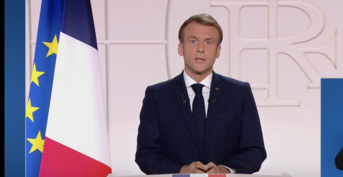 Le Président de la République, Emmanuel Macron, lors de son allocution télévisée.