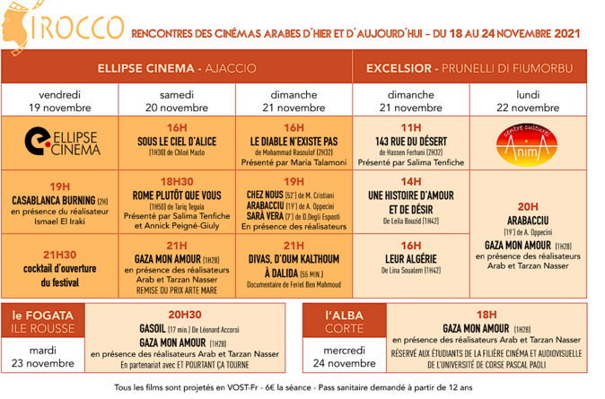 "Sirocco", le festival des rencontres des cinémas arabes d'hier et d'aujourd'hui, sur toute la Corse "Sirocco", le festival des rencontres des cinémas arabes d'hier et d'aujourd'hui, sur toute la Corse