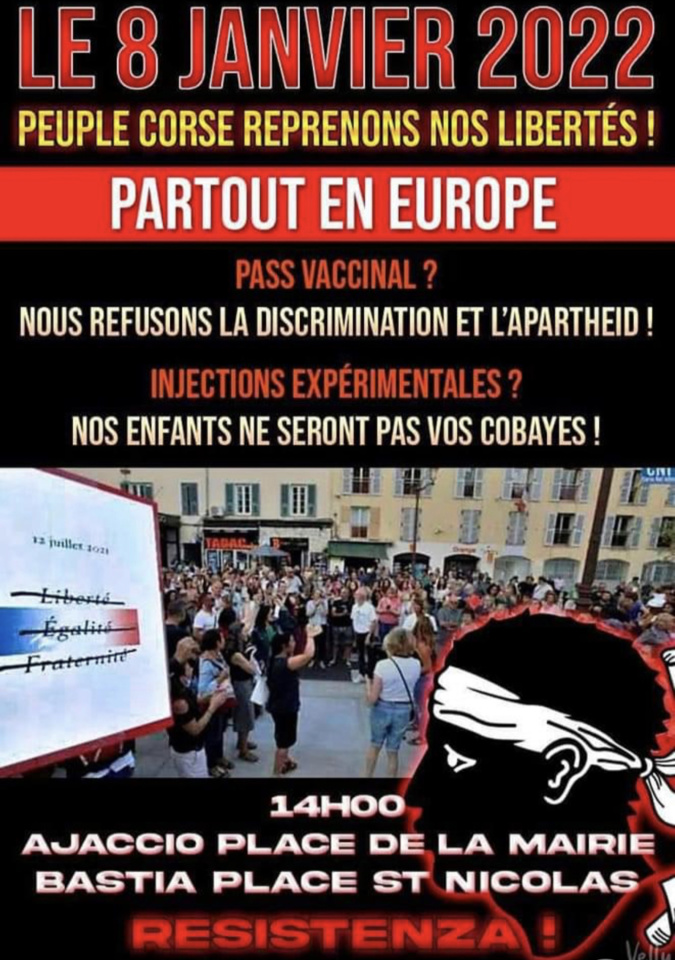 Manifestations contre le pass vaccinal : les opposants de nouveau dans la rue ce samedi en Corse Manifestations contre le pass vaccinal : les opposants de nouveau dans la rue ce samedi en Corse