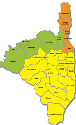 La carte des cantons de Haute-Corse : Elle va être rapidement bouleversée La carte des cantons de Haute-Corse : Elle va être rapidement bouleversée