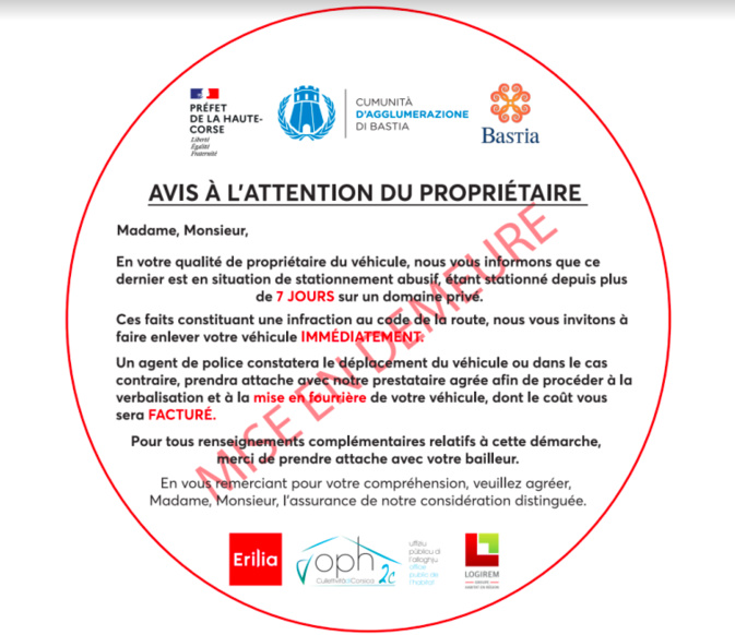 Chaque semaine, des véhicules en infraction seront marqués par des « stickers » . Ils seront verbalisés et envoyés en fourrière si aucune action n’est entreprise par le propriétaire. Les frais de fourrière pourront être refacturés par le bailleur au propriétaire du véhicule.