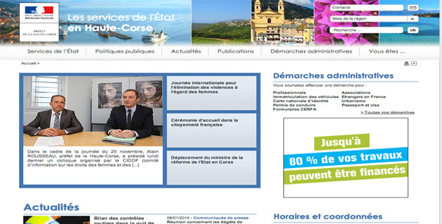 Le nouveau site internet des services de l'Etat en Haute-Corse