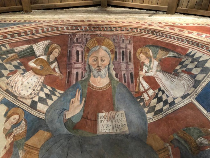 Les fresques de la chapelle  San Tumasgiu di Pastureccia sur la commune de Castellu-di-Rustinu en Haute-Corse. Photo Christian Andreani..