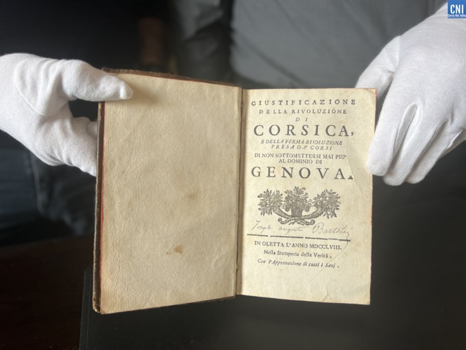L'exemplaire de "giustificazione della revoluzione di Corsica" est revenu à Calvi L'exemplaire de "giustificazione della revoluzione di Corsica" est revenu à Calvi