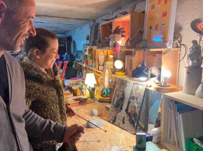 Fréd et Caroline dans l'atelier Fréd et Caroline dans l'atelier
