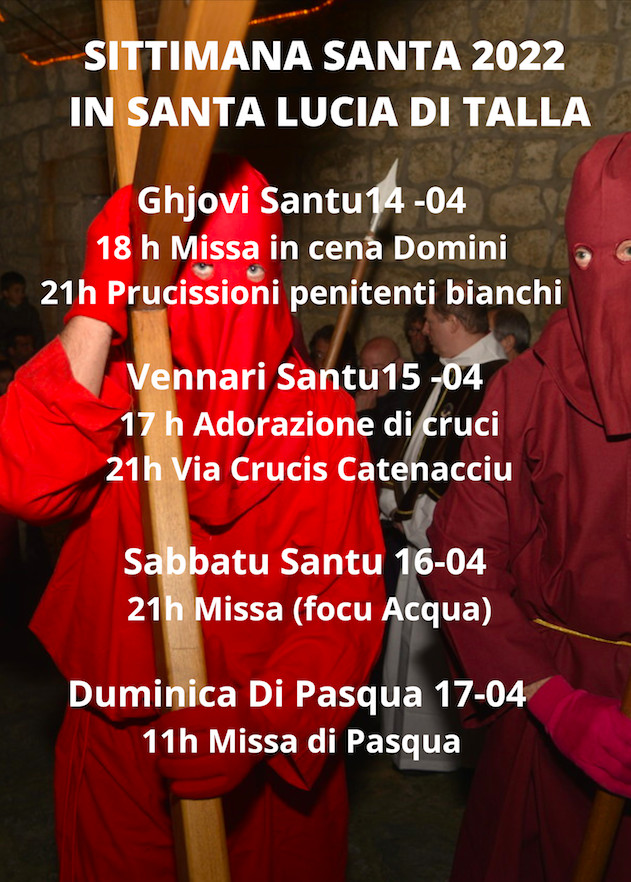 Le programme de la semaine sainte à Sainte-Lucie-de-Tallano