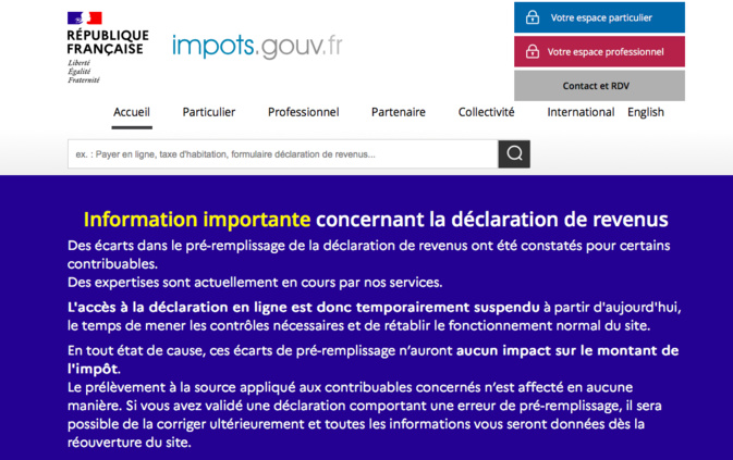 Capture écran site Impôts Capture écran site Impôts