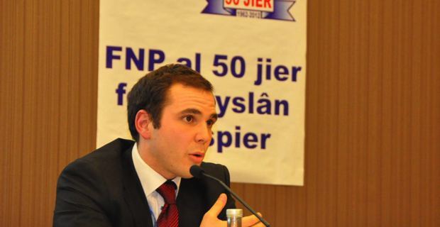 Roccu Garoby, membre du PNC Ghjuventu, collaborateur du groupe Verts-ALE au Parlement européen, président de la section jeunes de l’Alliance Libre Européenne (ALE).